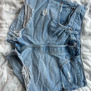 Levi's Light Blue Distressed Jean Shorts